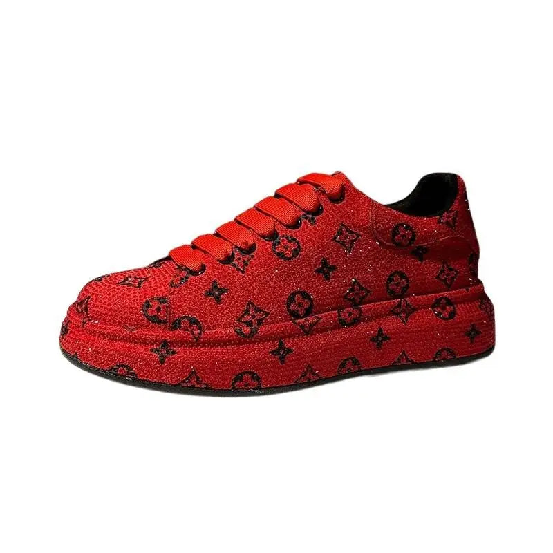 Trendy brand low-top hot diamond board shoes men's solid color foreign style lace-up versatile casual dad shoes