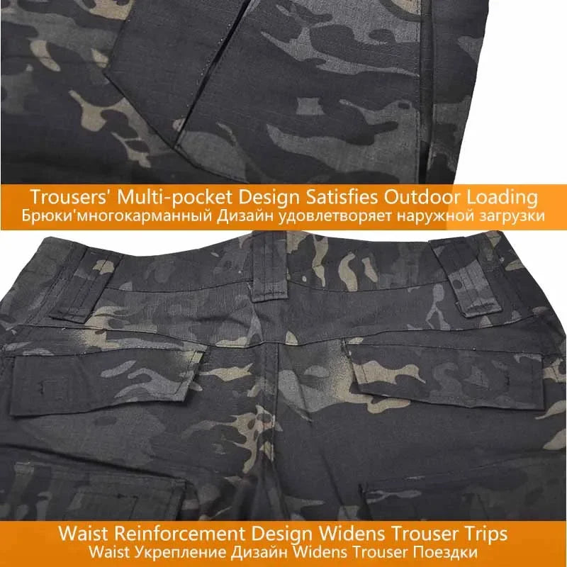Outdoor Paintball Tactical Suits Uniform Camo Hunting Pants with Pad Airsoft Clothes Sets Combat Shirts with Hood Wear Resistant
