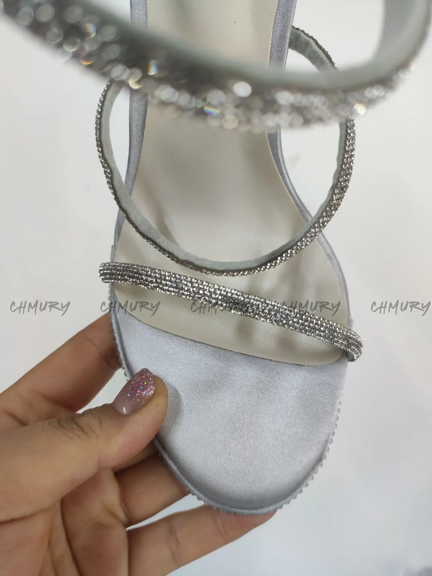 CHMURY Snake Wrapped Sandals Women's Summer Fashion 2024 New Black Sexy Rhinestone Glitter Craystal Thin Heel High Heels