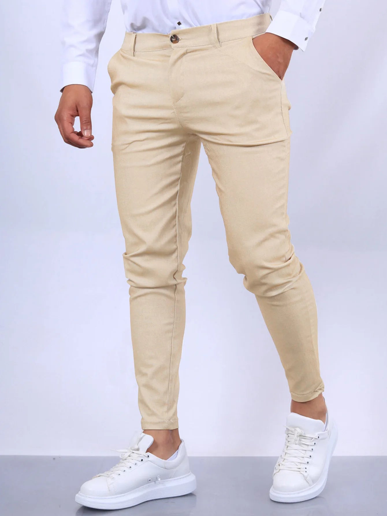 Solid Color Fashion Men's Pants Europe and the United States England Wind Calf Pants Four Seasons Comfortable Casual Formal Pant