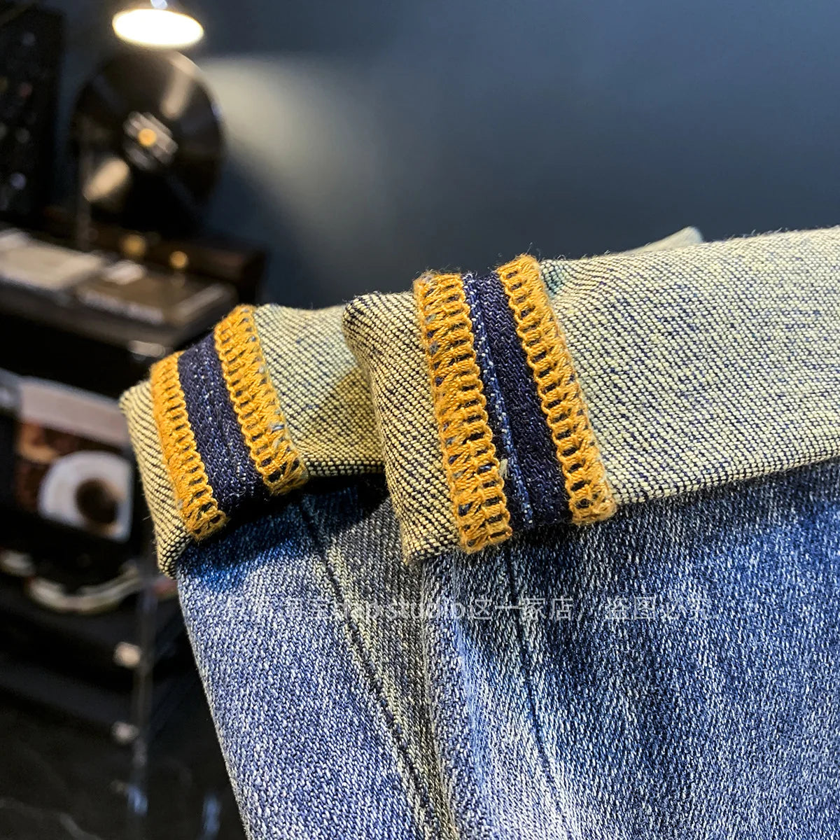 Light Luxury Jeans for Men 2024 Autumn Retro Distressed Casual Trousers Fashion Street Skinny Denim Pants