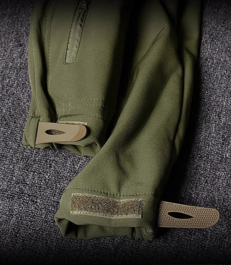 Mens Camo Tactics Set Army Sharkskin Waterproof Hooded Jacket Winter Fleece Work Cargo Suit Multi-pocket Softshell Casual Pants