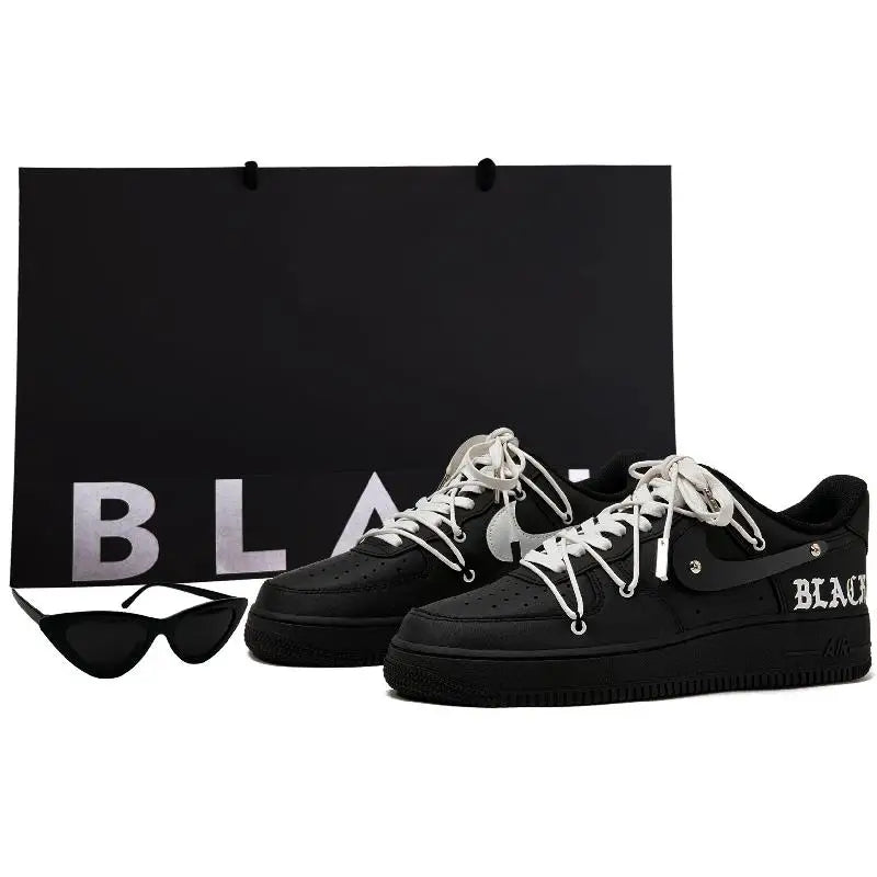【Customize】Nike Air Force 1 Skateboarding Shoes Unisex Low-top Black Sneakers shoes CW2288-001