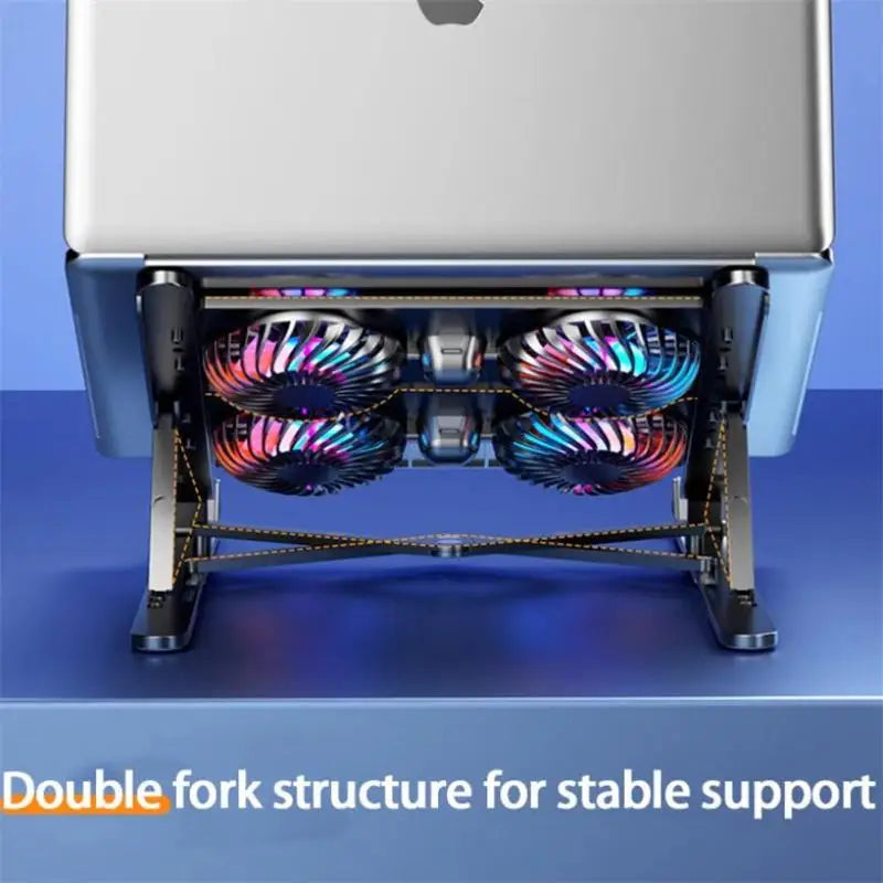 Laptop Cooler Base Stand Foldable Laptop Cooling Pad Portable Height Adjustable Notebook Stand for 11-17.3 Inch with Cool Fans