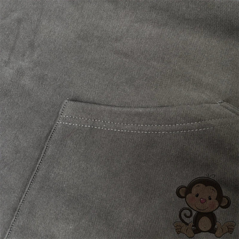 Retro washed black ERD hoodie loose casual men's and women's sportswear