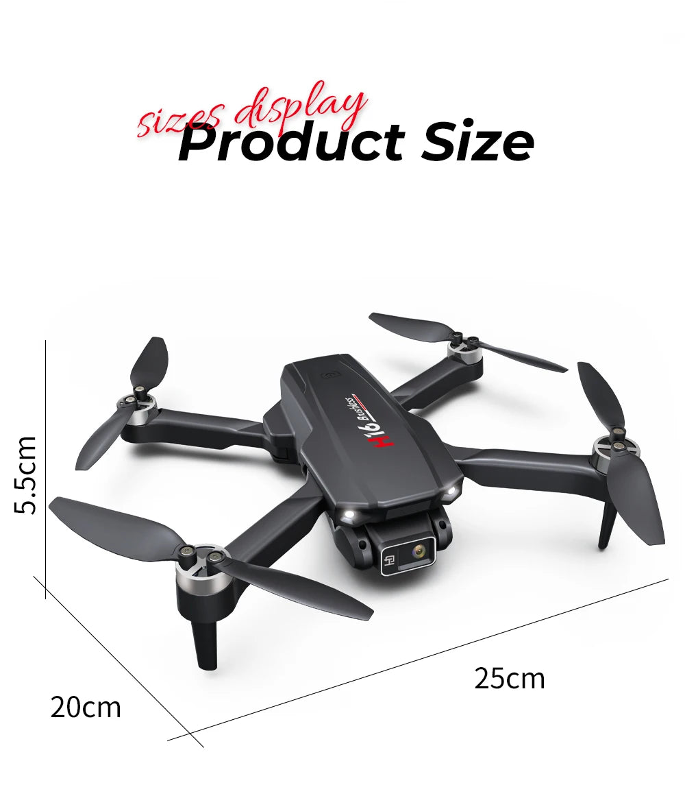 KBDFA New Drone H16 GPS Professional Dual Camera Dron Quadcopter Brushless Aerial Photography Laser Obstacle Avoidance RC Toy