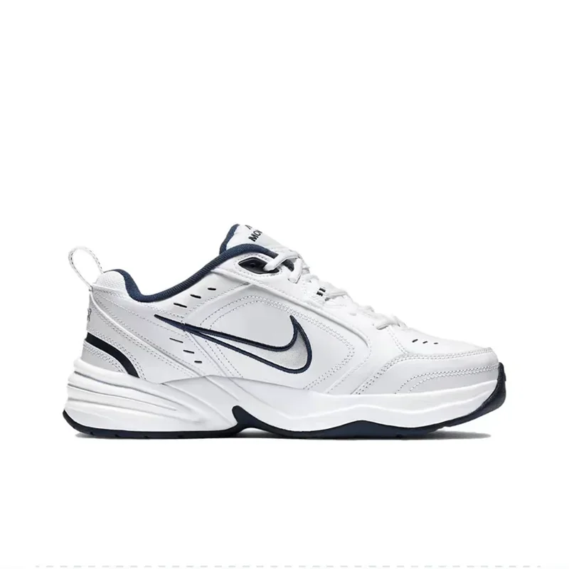 Nike Air Monarch IV White Navy Retro Versatile Casual Men Women Daddy Shoes Running Shoes Anti-Slip Hard-Wearing 415445-102