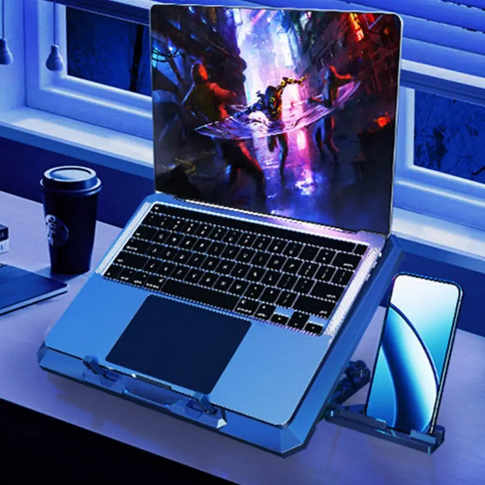 8 Powerful Fans Gaming Laptop Cooler 2 Usb Ports with Rgb Light Hd Display Laptop Cooling Pad Adjustable Notebook Cooler Stand