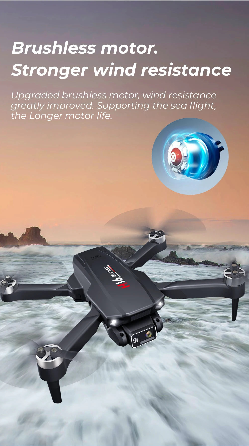 KBDFA New Drone H16 GPS Professional Dual Camera Dron Quadcopter Brushless Aerial Photography Laser Obstacle Avoidance RC Toy