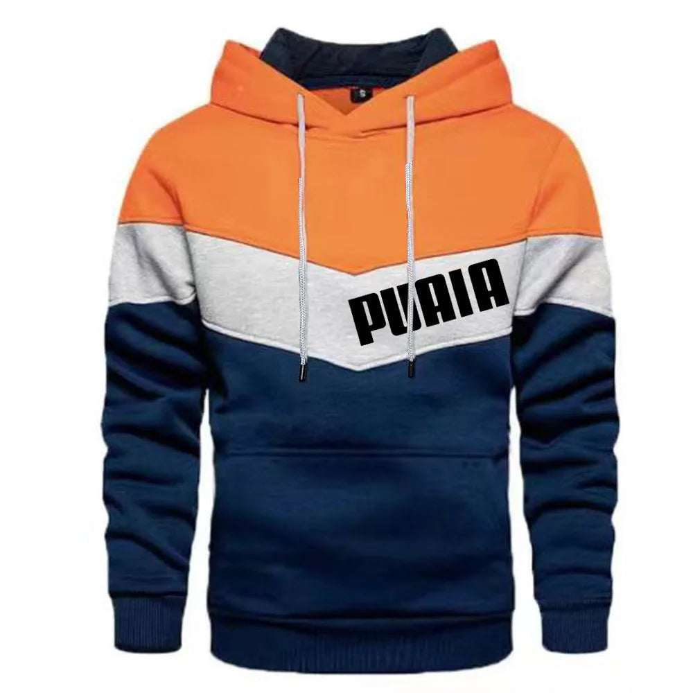 New Mens Splicing Hoodies Autumn Long Sleeve Print Sweatshirts Casual Male Hip Hop Sport Tops Daily Outwear