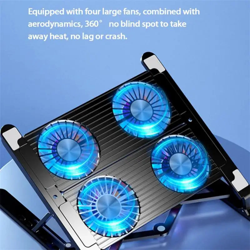 Laptop Cooler Base Stand Foldable Laptop Cooling Pad Portable Height Adjustable Notebook Stand for 11-17.3 Inch with Cool Fans
