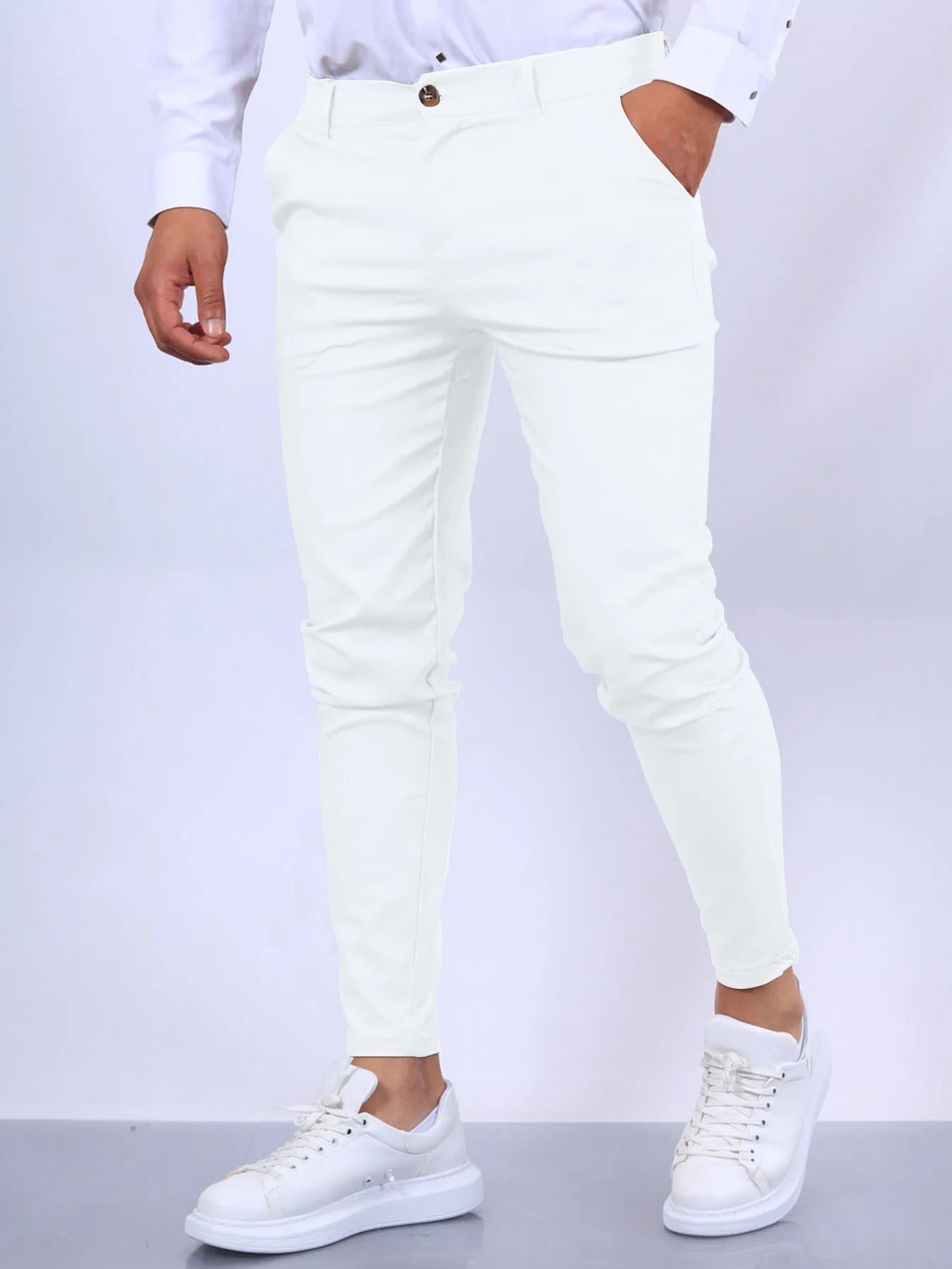 Solid Color Fashion Men's Pants Europe and the United States England Wind Calf Pants Four Seasons Comfortable Casual Formal Pant