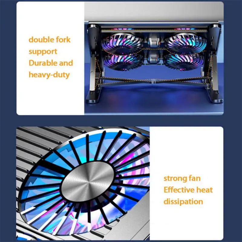 Laptop Cooler Base Stand Foldable Laptop Cooling Pad Portable Height Adjustable Notebook Stand for 11-17.3 Inch with Cool Fans