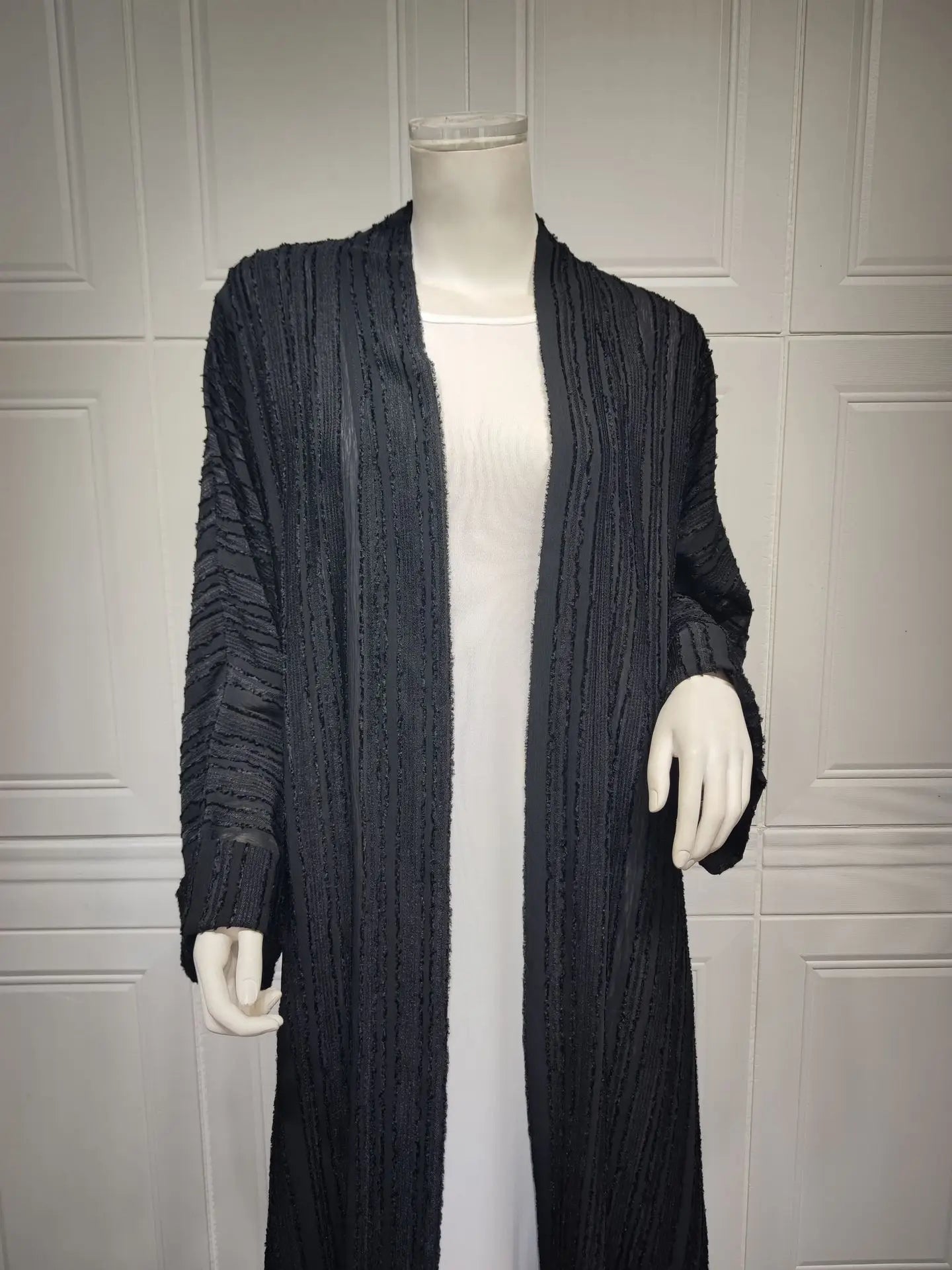 2024 New Fashion Muslim Kimono Abaya Solid Striped Retro Ethnic Cardigan Robe Dubai Middle Eastern Saudi Arabia Eid Clothes