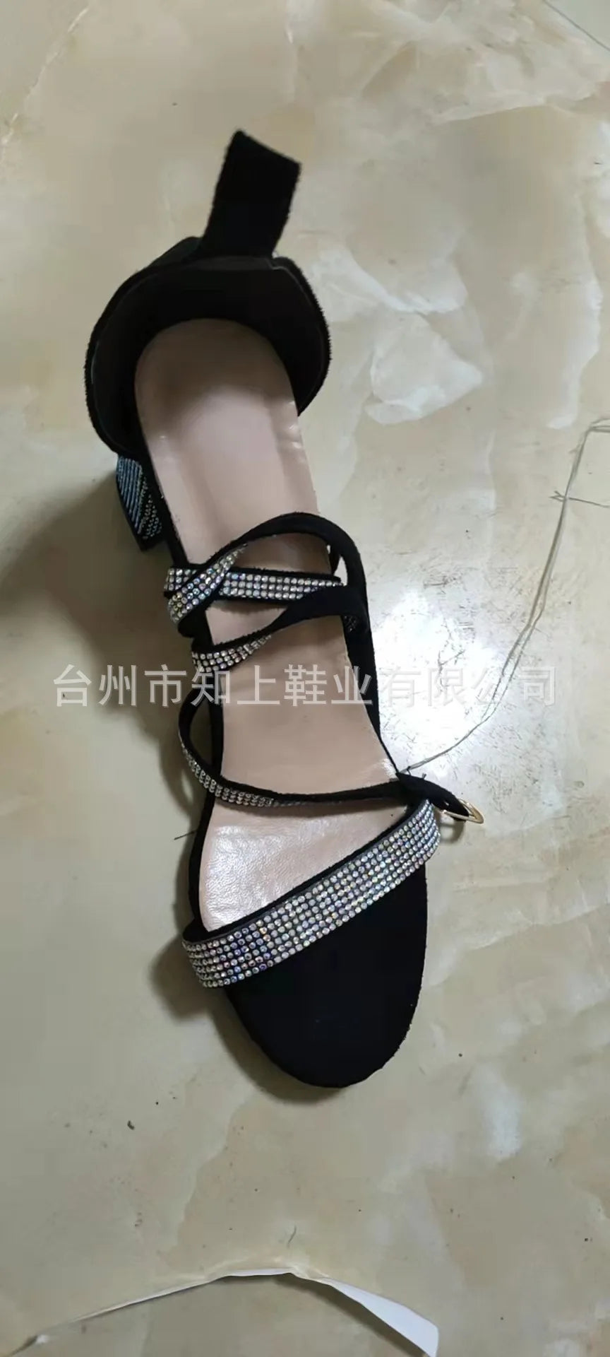 High-heeled Women's Shoes Rhinestone Thick Heels Women's Sandals High Heels Buckle Strap Shoes Women's Large Size 43