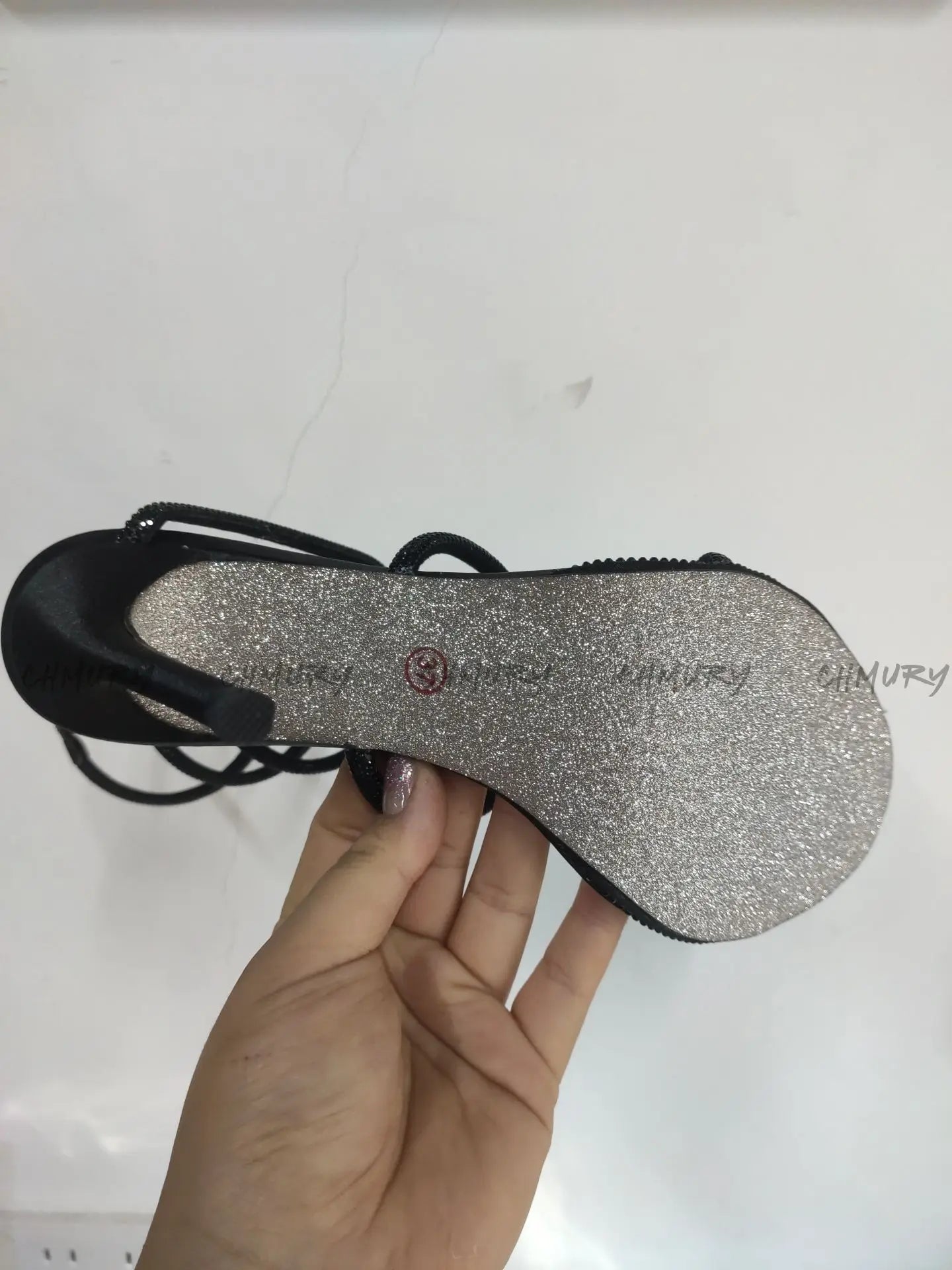 CHMURY Snake Wrapped Sandals Women's Summer Fashion 2024 New Black Sexy Rhinestone Glitter Craystal Thin Heel High Heels