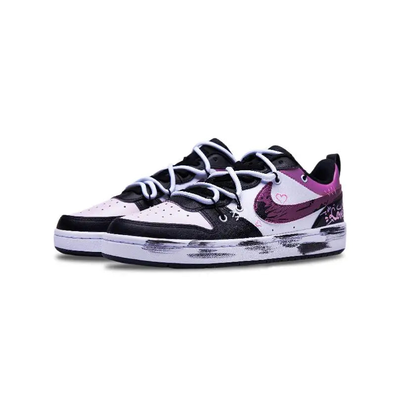 【Customize】Nike Court Borough 2 Skateboarding Shoes Women's Low-top Purple/Black Sneakers shoes BQ5448-115