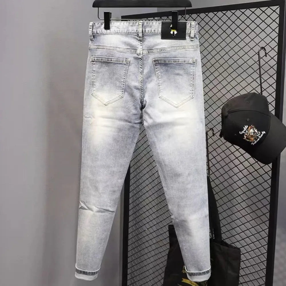 New Arrival Fashion Luxury Brand Designer with Print Hip-hop Boyfriend Men's Slim Luxury Denim Jeans Pants Cowboy Pants for Men
