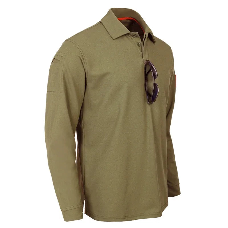 Casual Men Polo Shirts Tactical Military Men's Long Sleeve Shirt Solid Army Hunting Climbing Tee Shirt Quick Dry Breathable Tops