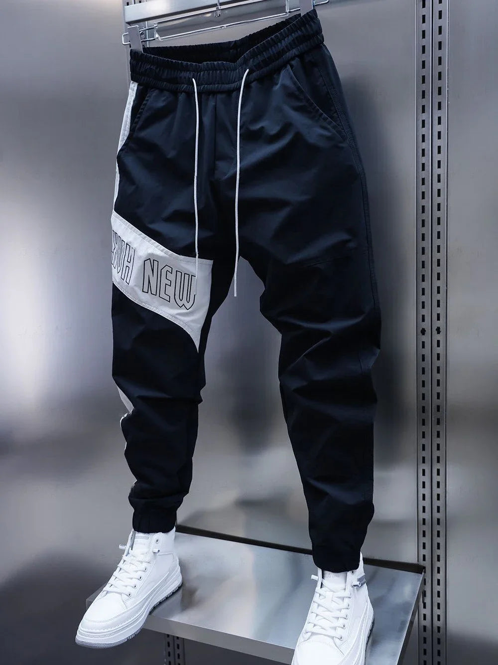 Summer Thin Breathable Trousers Stitching Casual Pants Thin Letter Embroidered Pants Outdoor Jogger Pants Brand Men's Clothing