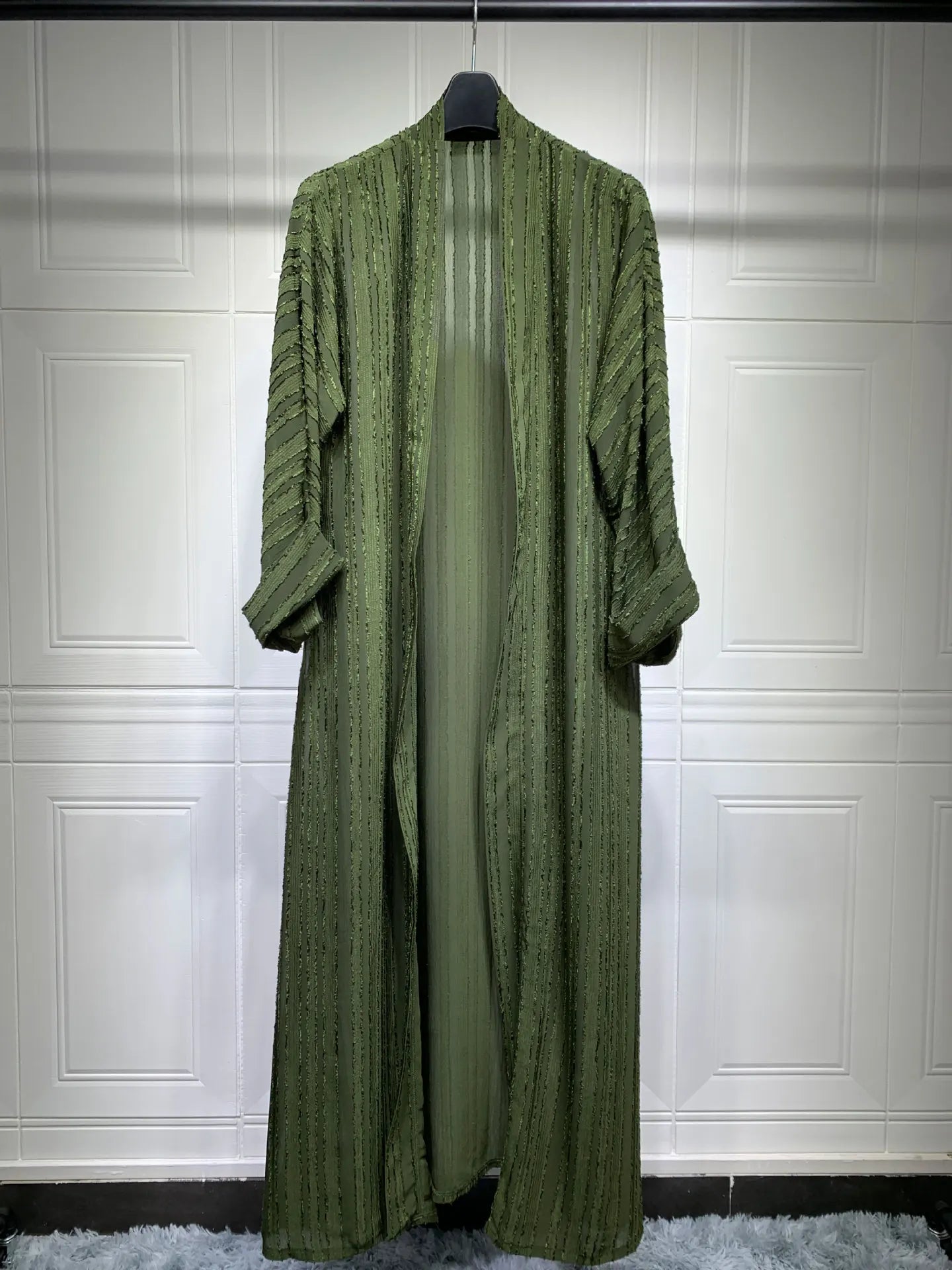 2024 New Fashion Muslim Kimono Abaya Solid Striped Retro Ethnic Cardigan Robe Dubai Middle Eastern Saudi Arabia Eid Clothes