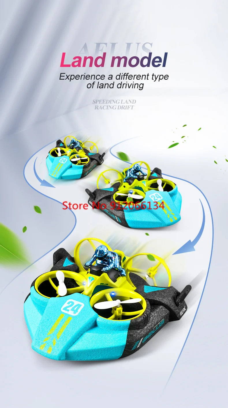 3 In 1 RC Drone Hovercraft Air Flight/Land/Water Driving Quadcopter Aircraft Car Boat Remote Control Airplane Boy Kid Gift Toys