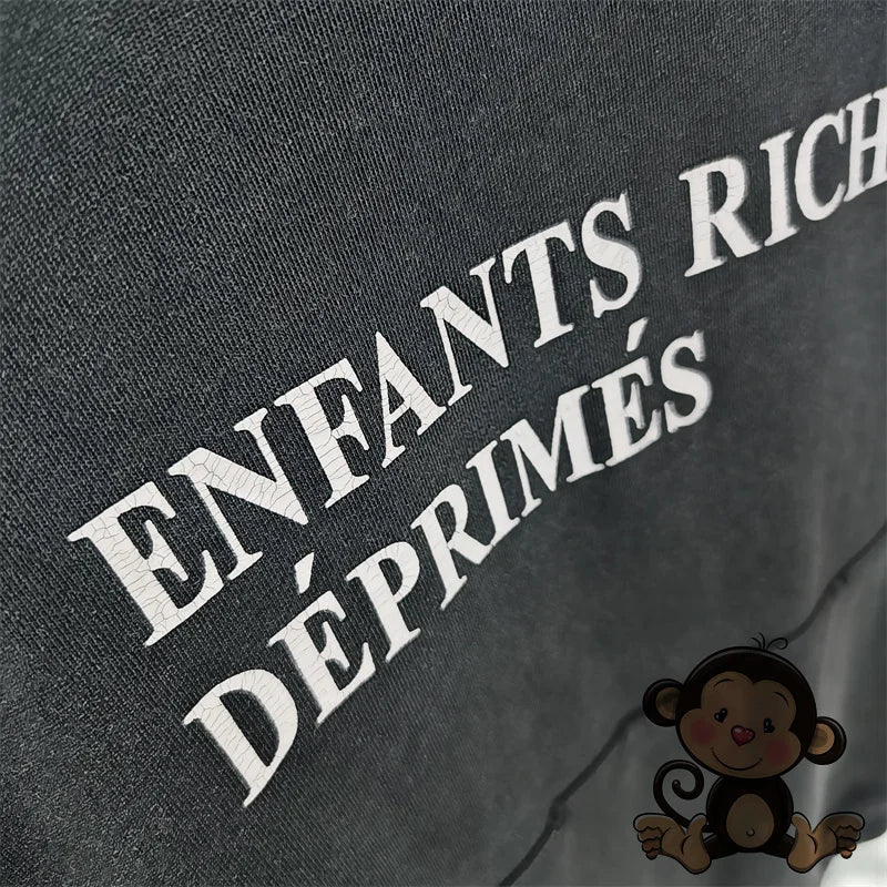 Washed Blue Best Quality 1:1 ERD Men's Hoodie Thick and Loose Enfants Riches D é Prim é s Printed Sweatshirt