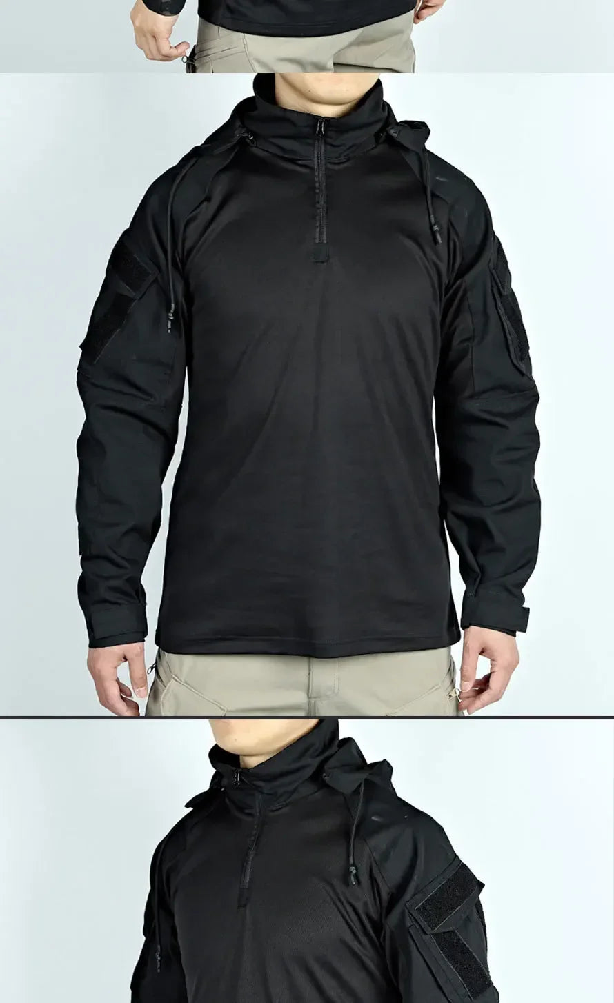 Tactical Shirts Men Long Sleeve Breathable T-shirt Camo Hooded Quick-dry Paintball T-Shirt Tops Wear-resisting