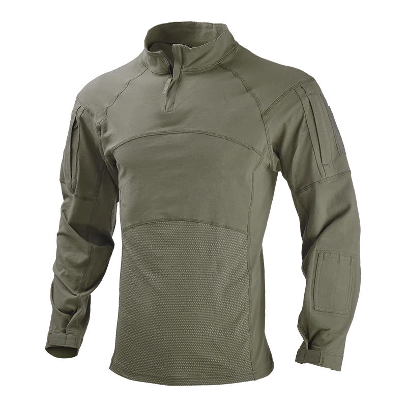 Combat Shirts 1/4 Zip Long Sleeve Tactical Shirts Breathable Outdoor Hiking Shirts Pullover Tops Hunting Clothes Wear Resistant