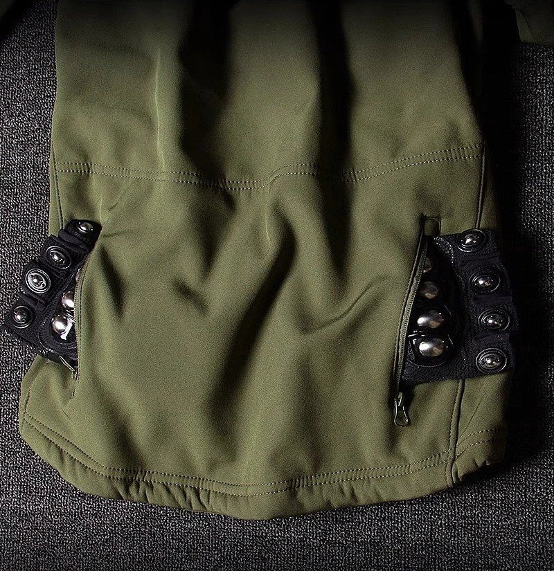 Mens Camo Tactics Set Army Sharkskin Waterproof Hooded Jacket Winter Fleece Work Cargo Suit Multi-pocket Softshell Casual Pants