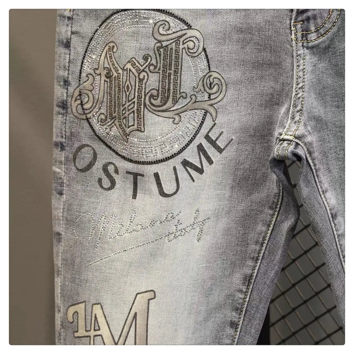 New Arrival Fashion Luxury Brand Designer with Print Hip-hop Boyfriend Men's Slim Luxury Denim Jeans Pants Cowboy Pants for Men