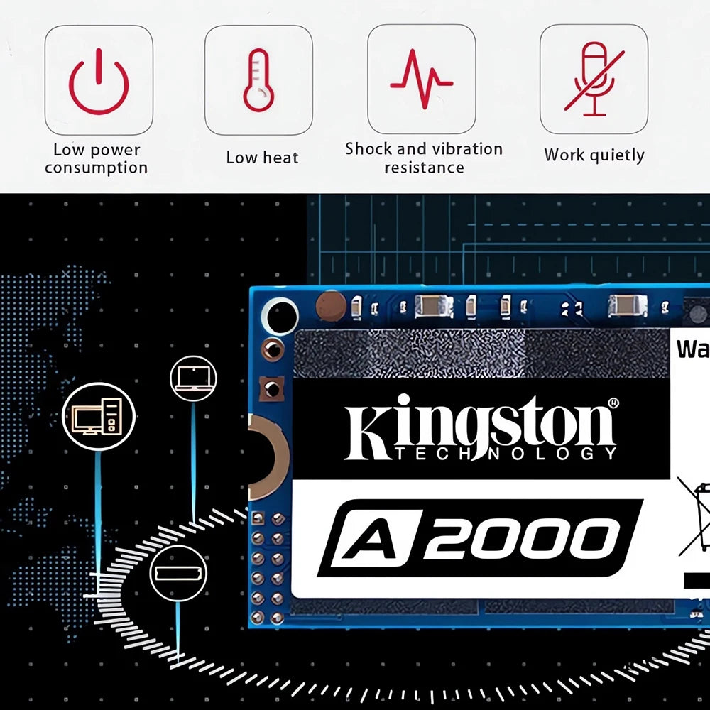 Kingston SSD A2000 NVMe PCIe M.2 2280 250GB 500GB 1TB Internal Solid State Drive Hard Disk For PC Notebook Desktop