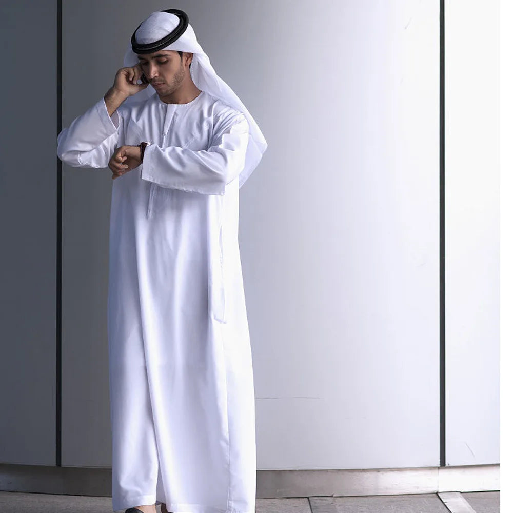 Robe Men Round Neck Arabic Thobe