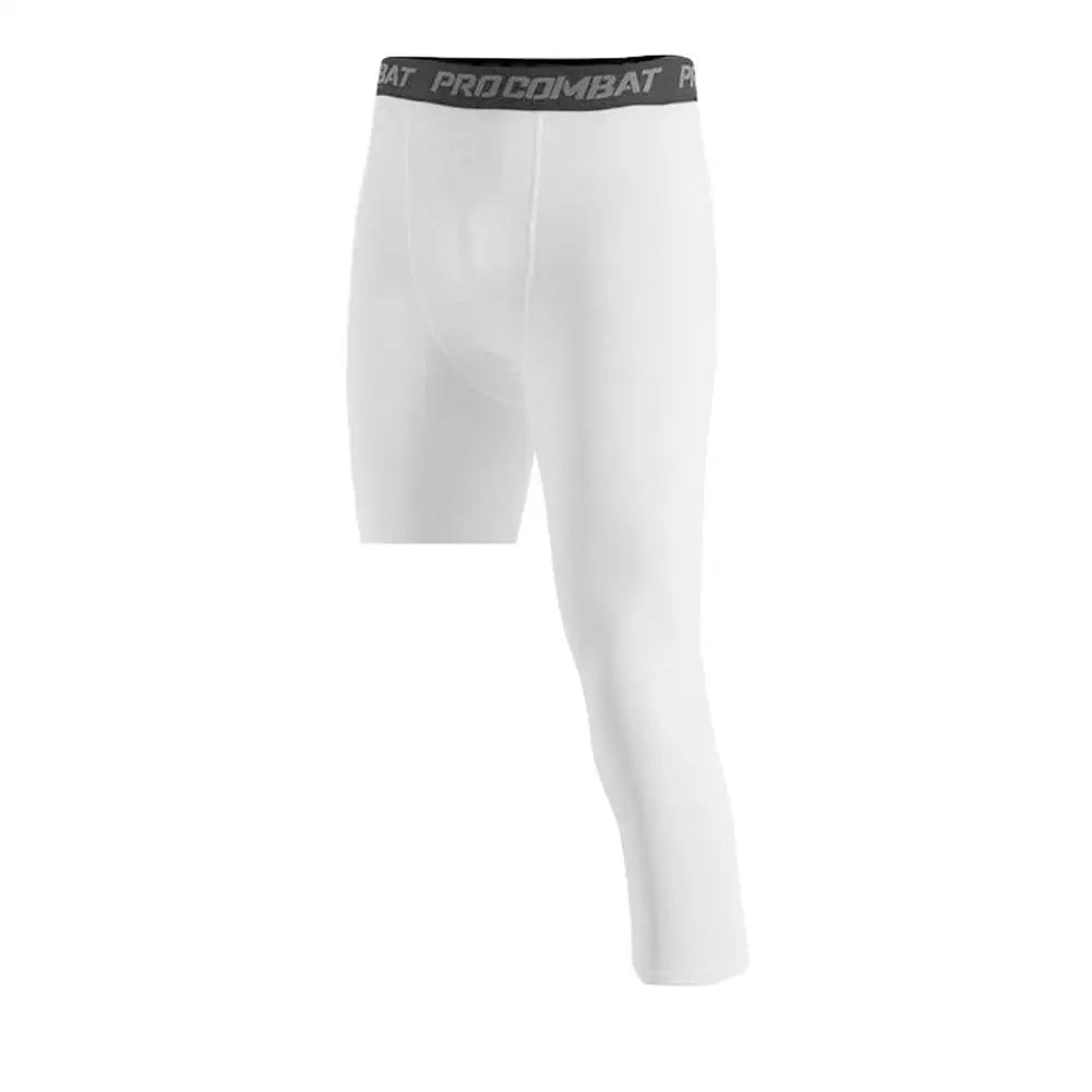 1pcs Summer Men Running Tights 3/4 Pants Male Basketball Football Soccer Fitness Exercise Sport Cropped One Leg Leggings