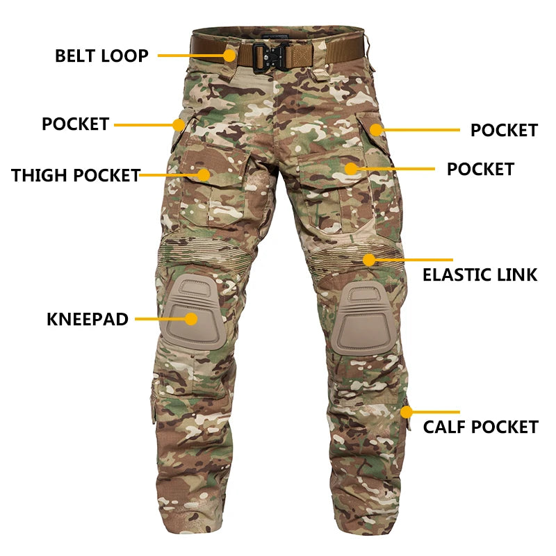 Outdoor Paintball Work Clothing Wear resistant Uniform Combat Shirts Cargo Pants Knee Pads Pants Windproof Suits
