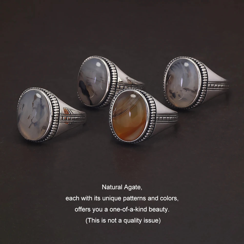 925 Sterling Silver Turkey Ring Men Labradorite Ring for Male Original Agate Rings Oval Natural Gemstone Luxury Turkish Jewelry