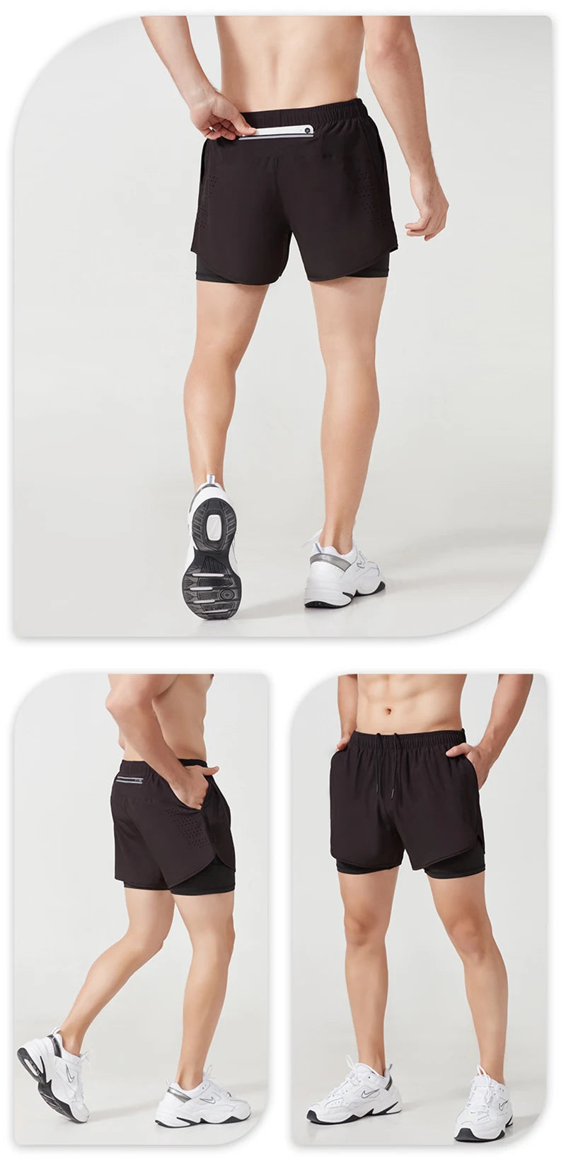 2023 Sport Shorts Men Sportswear Double-deck Training Short Pant Summer 2 In 1 Beach Homme Clothing Jogging Gym Running Shorts