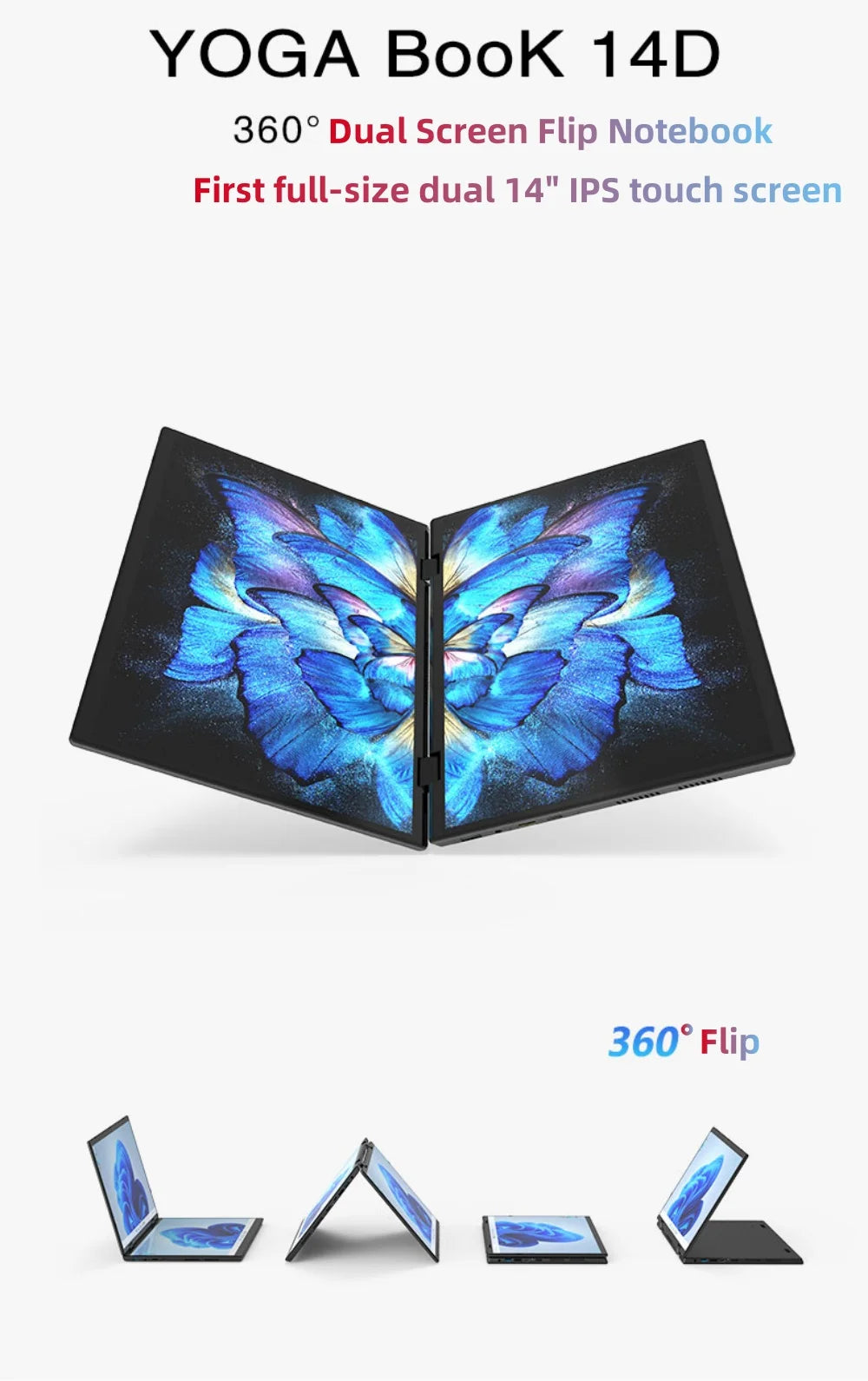 Dual Screen Laptop Intel N95 Processor 14“+14” touch Gaming Laptop DDR4 32GB 1TB 2TB SSD Notebook Computer