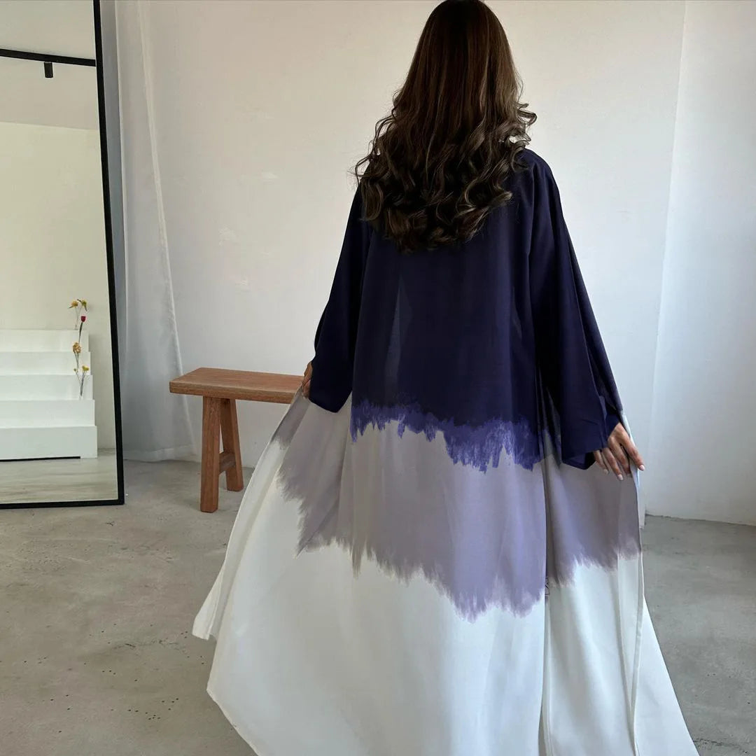 Tie-Dyed Long Dress Party Evening Robe Abaya Women Muslim Moroccan Kaftan Ramadan Jalabiya Islam Dubai Women's Clothes