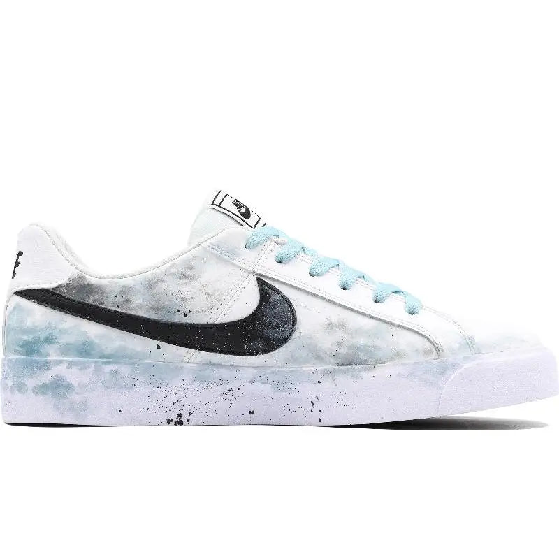 【Customize】Nike Court Royale Skateboarding Shoes Unisex Low-top White/blue Sneakers shoes BQ4222-103