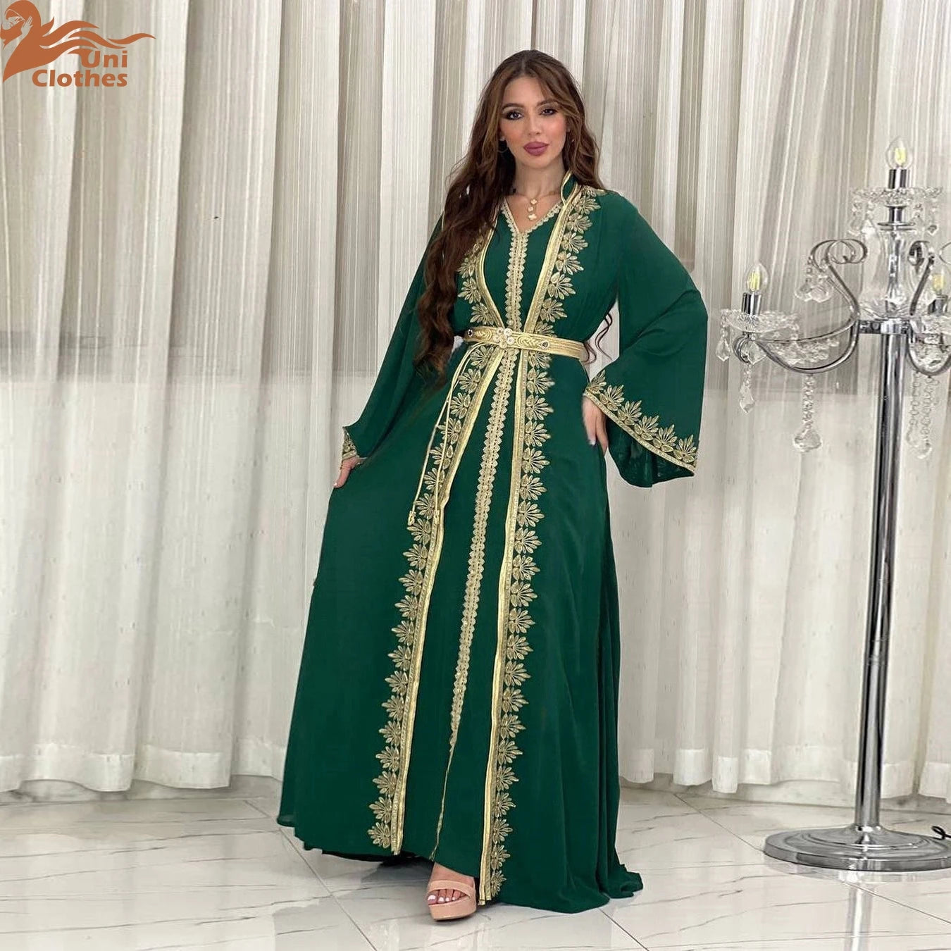 Muslim Sets Women Embroidery Evening Dress Dubai Abaya Turkey Kaftan Eid Djellaba Ramadan Morocco Caftan Jalabiya Vestido AB422