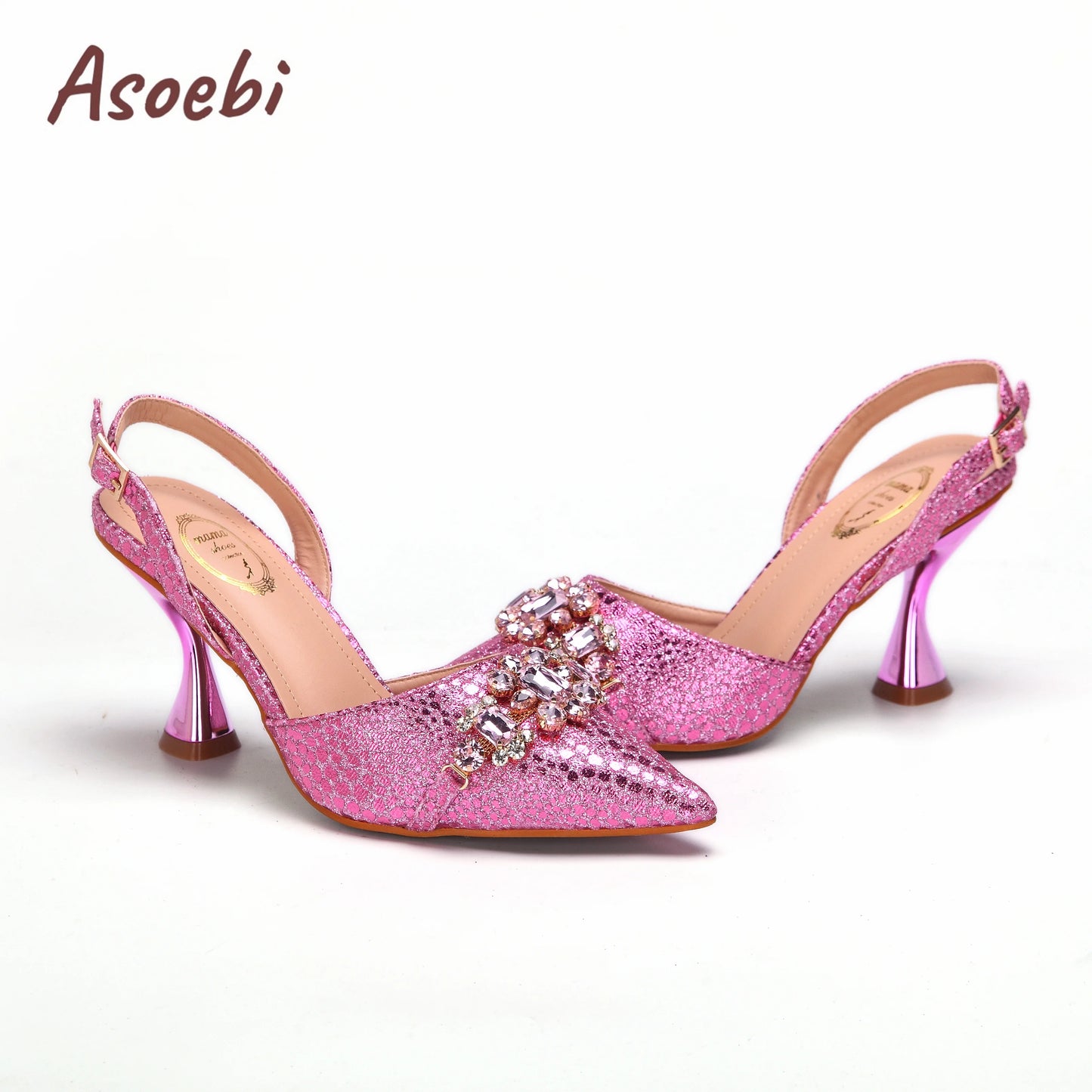 Gold Sandals for Women 2024 Luxury Wedding Pumps High Heels Rhinestone Design Party Shoes and Bags Set for Wedding Party