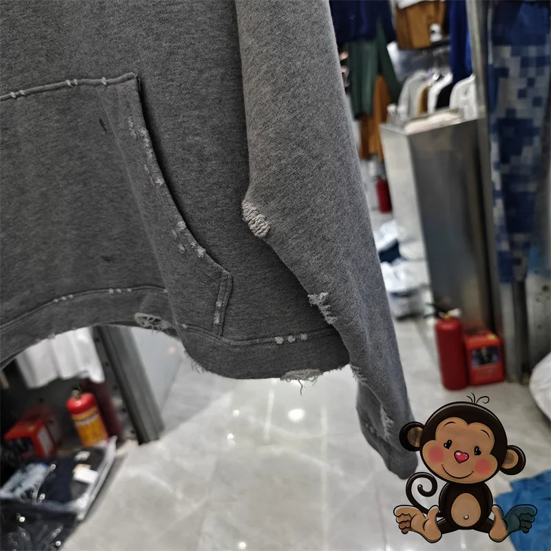 Washed Blue Best Quality 1:1 ERD Men's Hoodie Thick and Loose Enfants Riches D é Prim é s Printed Sweatshirt