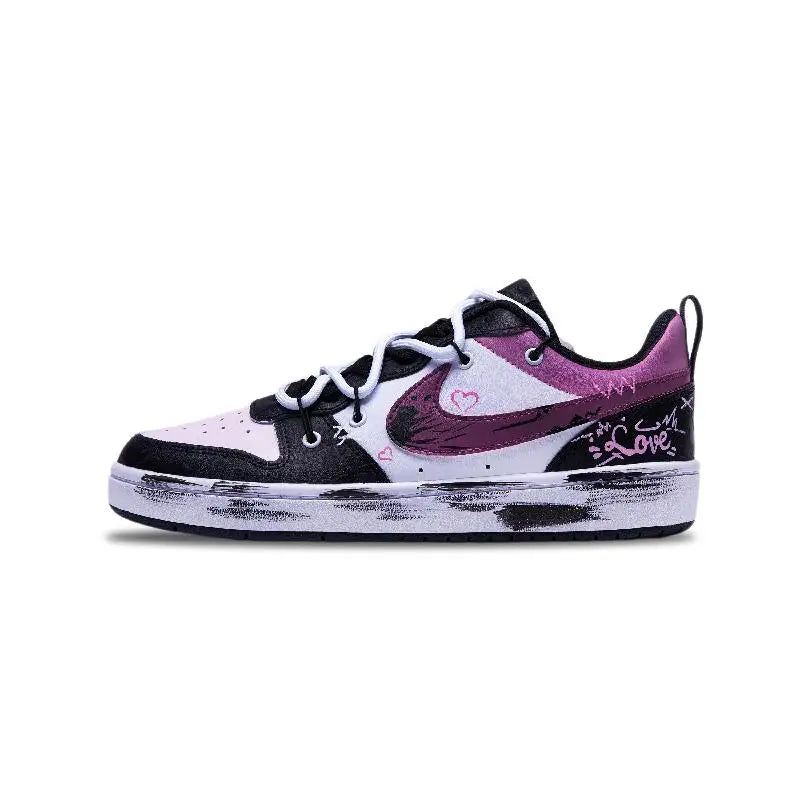 【Customize】Nike Court Borough 2 Skateboarding Shoes Women's Low-top Purple/Black Sneakers shoes BQ5448-115