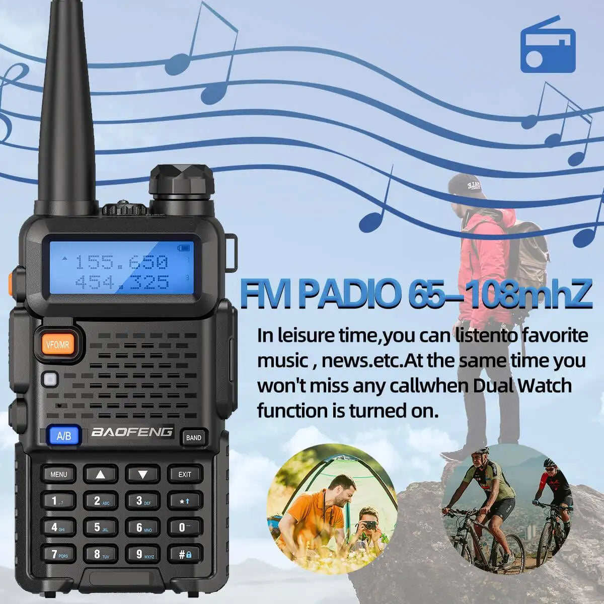 2PCS BAOFENG UV-5R Walkie Talkie Dual Band VHF UHF Two Way Radio Long Range 128CH VOX Handheld Transceiver UV5R UV 5R Ham Radio