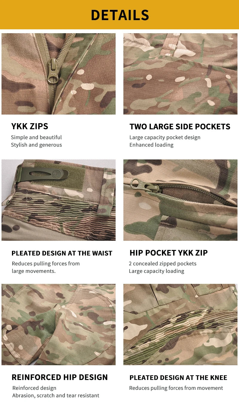 Outdoor Paintball Work Clothing Wear resistant Uniform Combat Shirts Cargo Pants Knee Pads Pants Windproof Suits