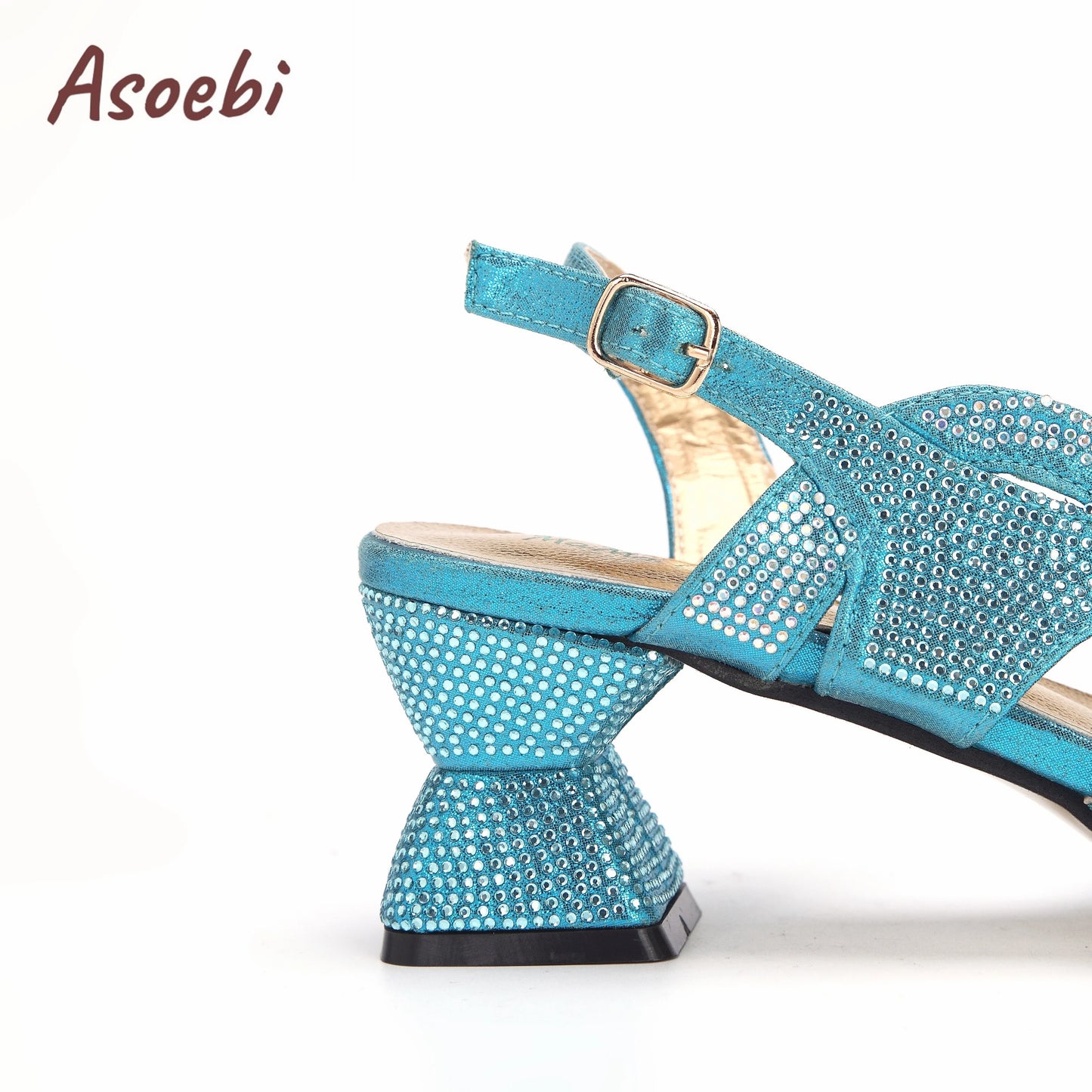 Black Color Sandals for Women 2024 Luxury Comfortable Pumps Low Heels Rhinestone Design Wedding Party Shoes and Bags Set