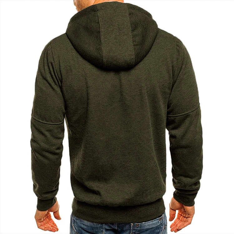 Spring Autumn New Solid Color Hooded Drawstring Long Sleeve Sweatshirts Man Fashion Zipper Pockets Street All-match Cardigan