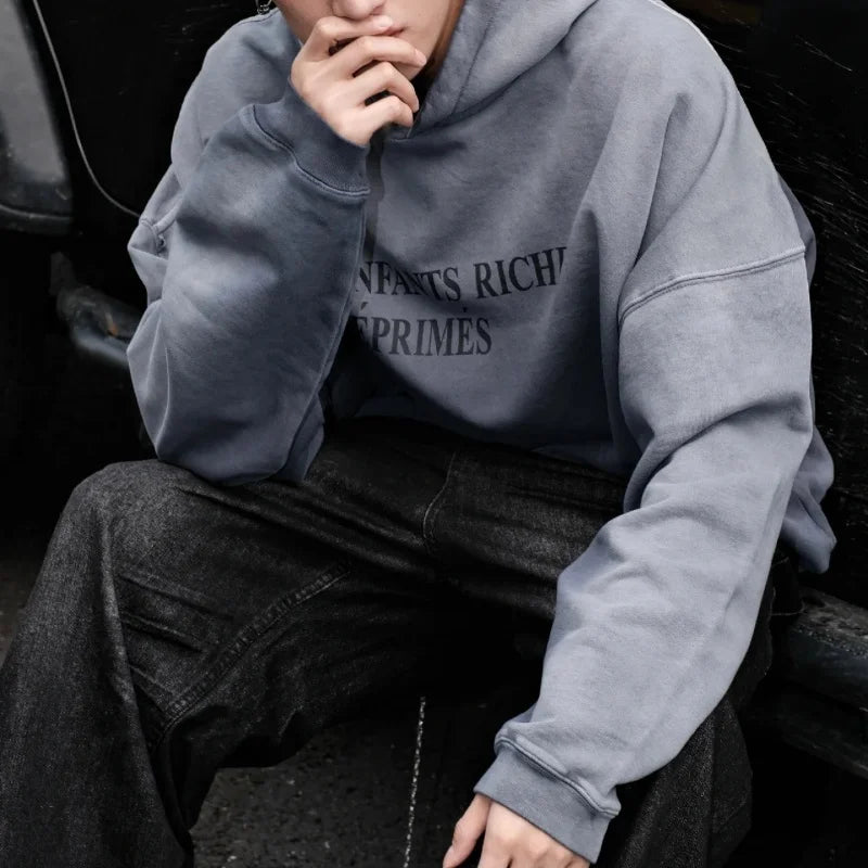 Washed Blue Best Quality 1:1 ERD Men's Hoodie Thick and Loose Enfants Riches D é Prim é s Printed Sweatshirt