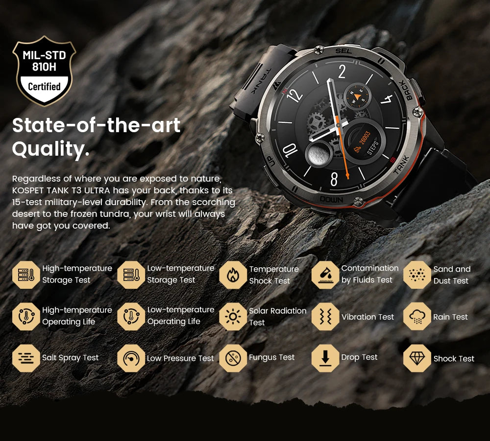 2024 Original KOSPET TANK T3 Ultra GPS Smartwatch For Men Women Waterproof Smart Watches Military Rugged Bluetooth Digital Watch